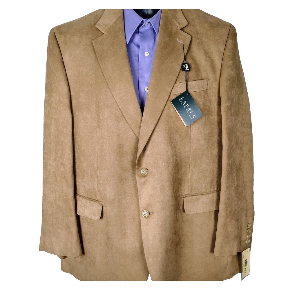 NWT Lauren Ralph Lauren Faux‎ Suede Tan 44r Jacket Blazer sport coat western
